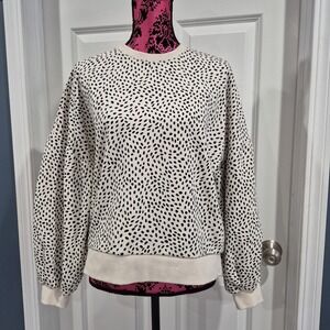 Calia Carrie Underwood Sweatshirt Womens Medium Cream Polka Dot Balloon Sleeve